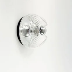 Clearance Pamono Mid-Century Modern Space Age Futura Glass Flush Mount and Wall Lights by Koch & Lowy for Peill & Putzler, 1970s, Set of 3