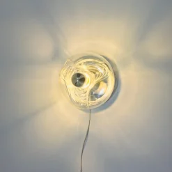 Clearance Pamono Mid-Century Modern Space Age Futura Glass Flush Mount and Wall Lights by Koch & Lowy for Peill & Putzler, 1970s, Set of 3