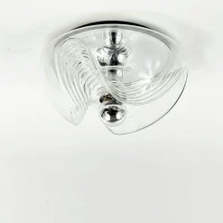 Clearance Pamono Mid-Century Modern Space Age Futura Glass Flush Mount and Wall Lights by Koch & Lowy for Peill & Putzler, 1970s, Set of 3