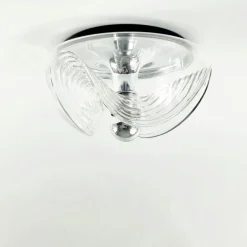 Clearance Pamono Mid-Century Modern Space Age Futura Glass Flush Mount and Wall Lights by Koch & Lowy for Peill & Putzler, 1970s, Set of 3