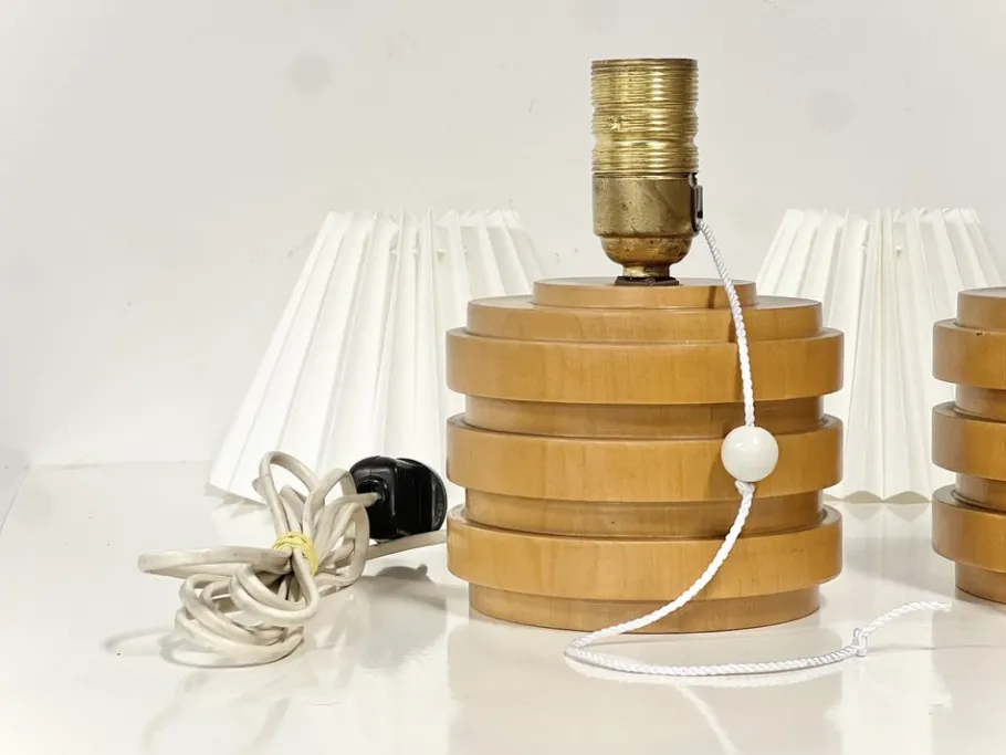 Best Pamono Mid-Century Modern Swedish Birch Table Lamps, 1940s, Set of 2