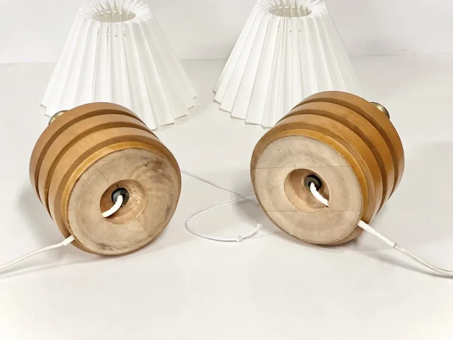 Best Pamono Mid-Century Modern Swedish Birch Table Lamps, 1940s, Set of 2