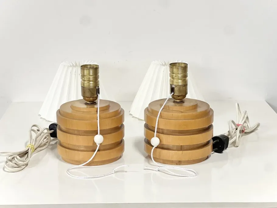 Best Pamono Mid-Century Modern Swedish Birch Table Lamps, 1940s, Set of 2