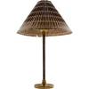 Pamono Mid-Century Modern Table Lamp in Brass and Rattan, 1960s