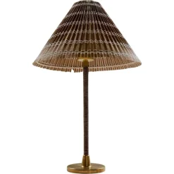 Pamono Mid-Century Modern Table Lamp in Brass and Rattan, 1960s