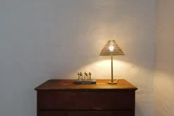 Pamono Mid-Century Modern Table Lamp in Brass and Rattan, 1960s