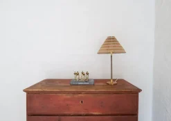 Pamono Mid-Century Modern Table Lamp in Brass and Rattan, 1960s