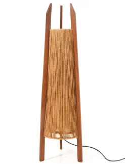 New Pamono Mid-Century Modern Teak Tripod Floor Lamp with Hemp Strings from Fog & Mørup, 1960s