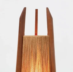 New Pamono Mid-Century Modern Teak Tripod Floor Lamp with Hemp Strings from Fog & Mørup, 1960s