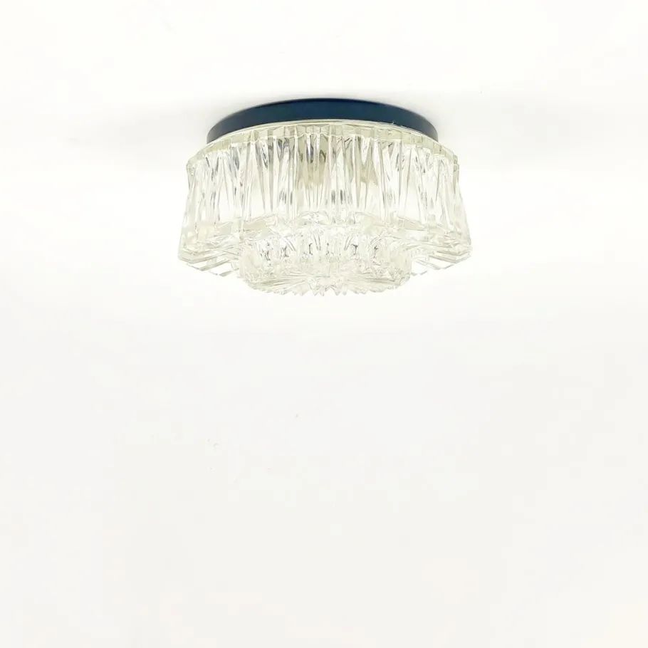 New Pamono Mid-Century Modern Textured Glass Wall Light from Limburg, Germany, 1970s