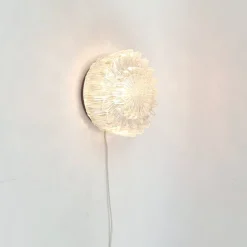 New Pamono Mid-Century Modern Textured Glass Wall Light from Limburg, Germany, 1970s