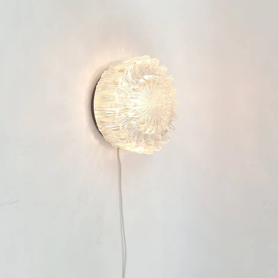New Pamono Mid-Century Modern Textured Glass Wall Light from Limburg, Germany, 1970s