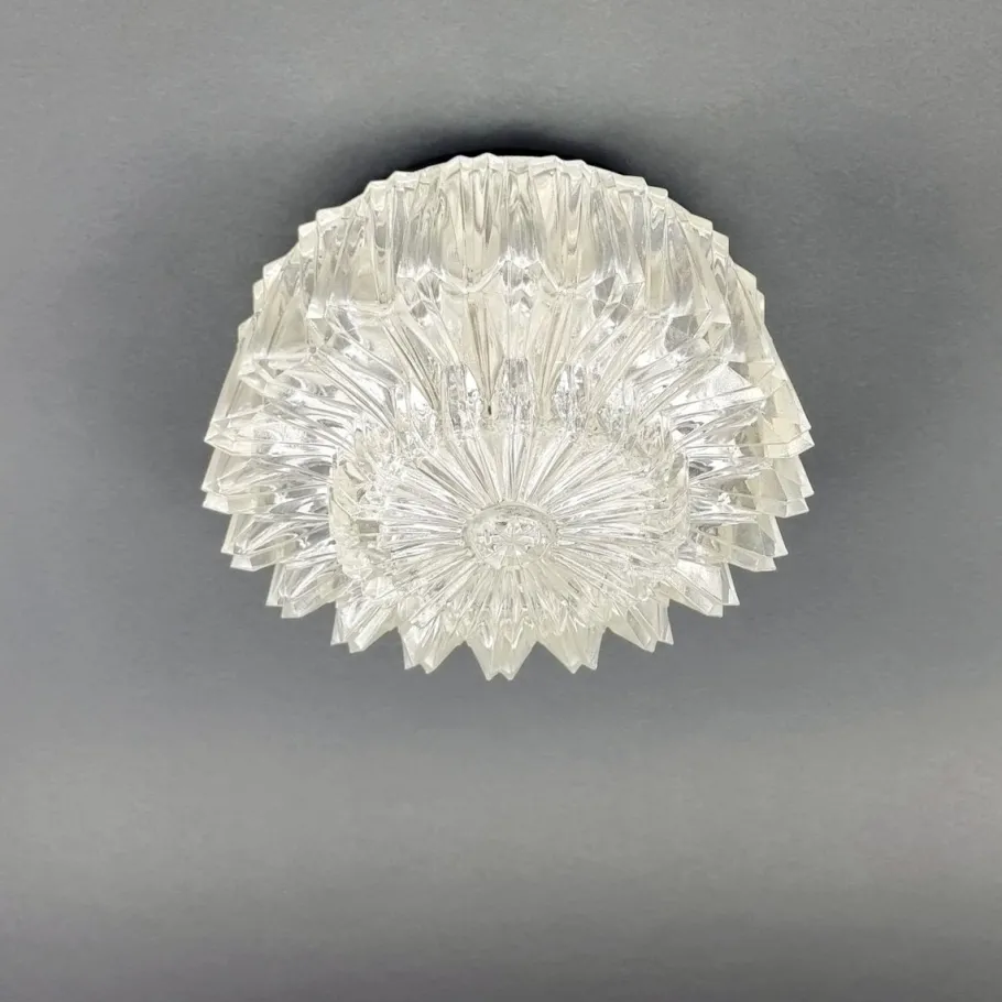 New Pamono Mid-Century Modern Textured Glass Wall Light from Limburg, Germany, 1970s