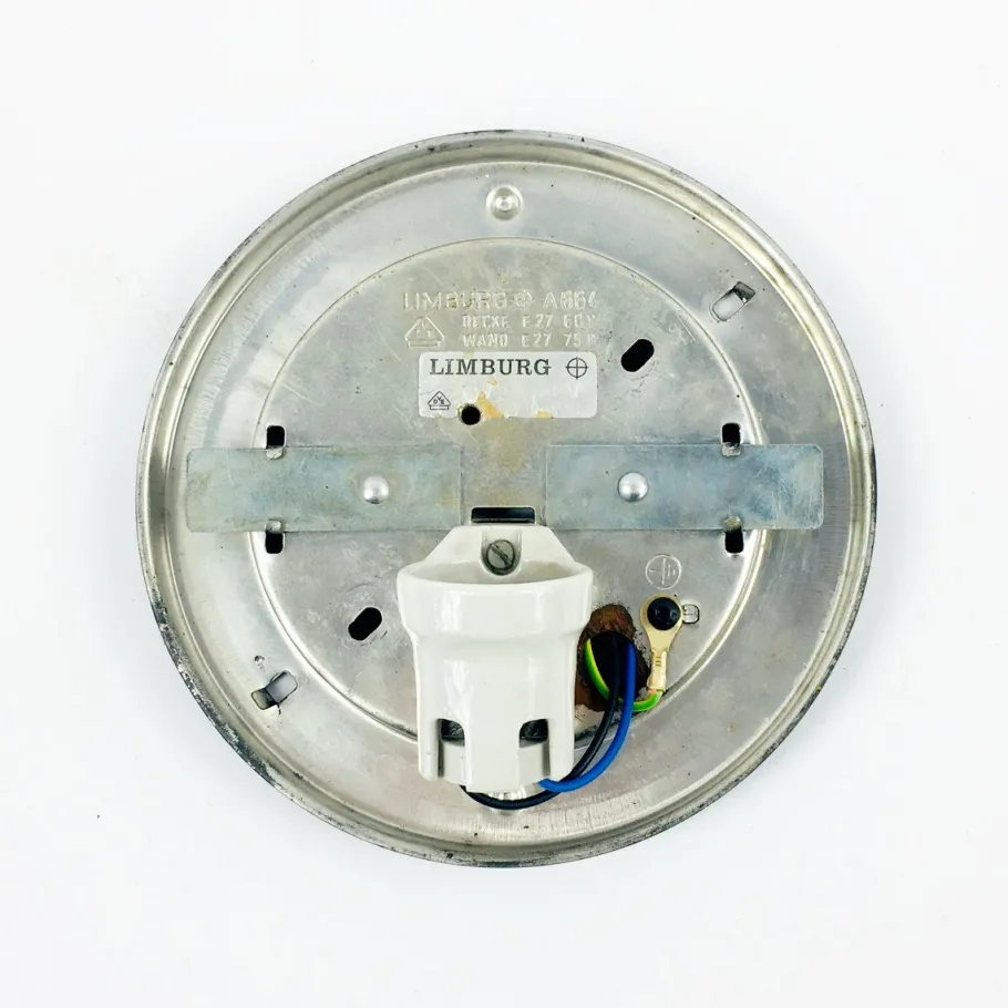 New Pamono Mid-Century Modern Textured Glass Wall Light from Limburg, Germany, 1970s