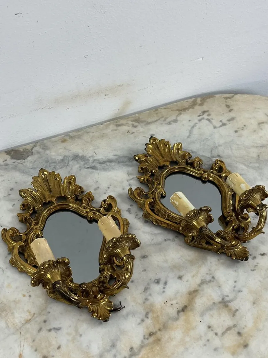 Best Pamono Mid-Century Modern Wall Lamps with Mirror, 1960s, Set of 2