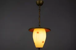 New Pamono Mid-Century Modern White and Red Dotted Hanging Lantern, Germany, 1950s