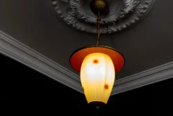 New Pamono Mid-Century Modern White and Red Dotted Hanging Lantern, Germany, 1950s