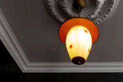 New Pamono Mid-Century Modern White and Red Dotted Hanging Lantern, Germany, 1950s