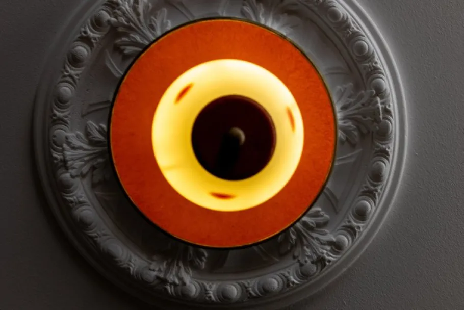 New Pamono Mid-Century Modern White and Red Dotted Hanging Lantern, Germany, 1950s