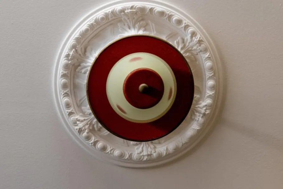 New Pamono Mid-Century Modern White and Red Dotted Hanging Lantern, Germany, 1950s