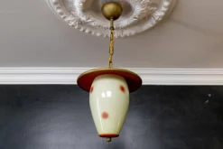 New Pamono Mid-Century Modern White and Red Dotted Hanging Lantern, Germany, 1950s
