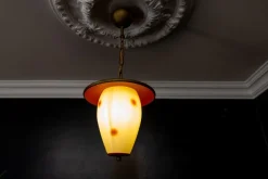 New Pamono Mid-Century Modern White and Red Dotted Hanging Lantern, Germany, 1950s