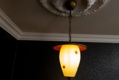 New Pamono Mid-Century Modern White and Red Dotted Hanging Lantern, Germany, 1950s