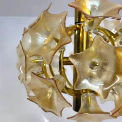 Discount Pamono Mid-Century Murano Flowers and Brass Chandelier from Sische, Germany, 1960s