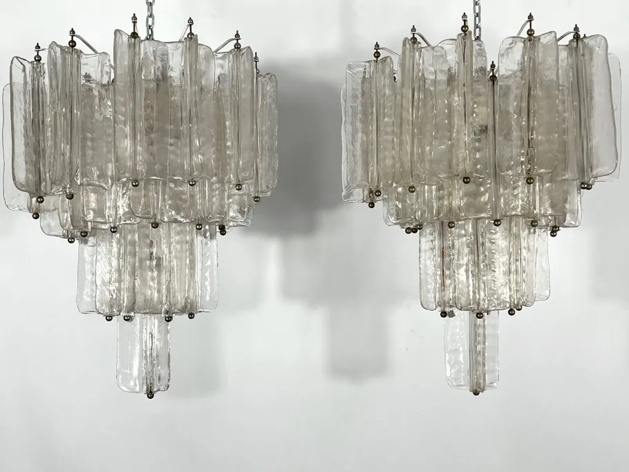 New Pamono Mid-Century Murano Glass Chandeliers by Toni Zuccheri for Venini, Set of 2