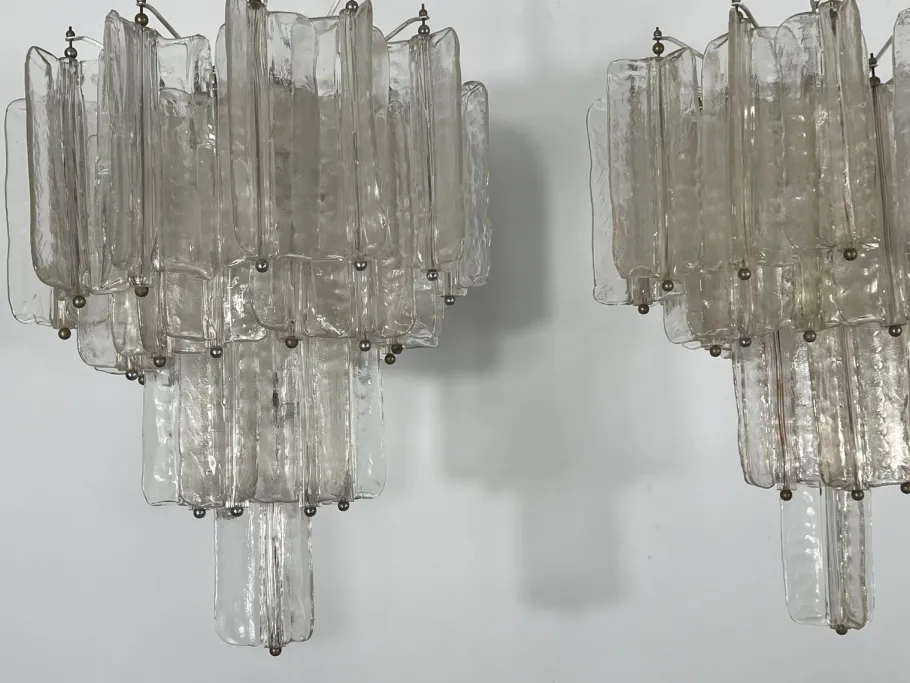 New Pamono Mid-Century Murano Glass Chandeliers by Toni Zuccheri for Venini, Set of 2
