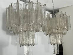 New Pamono Mid-Century Murano Glass Chandeliers by Toni Zuccheri for Venini, Set of 2