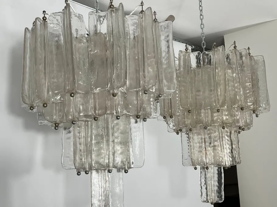 New Pamono Mid-Century Murano Glass Chandeliers by Toni Zuccheri for Venini, Set of 2