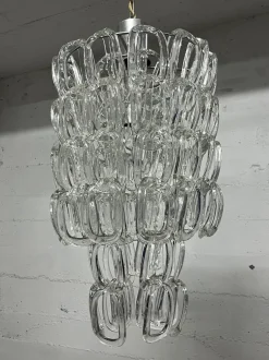 Hot Pamono Mid-Century Murano Glass Chandelier attributed to Angelo Mangiarotti for Vistosi, 1960s