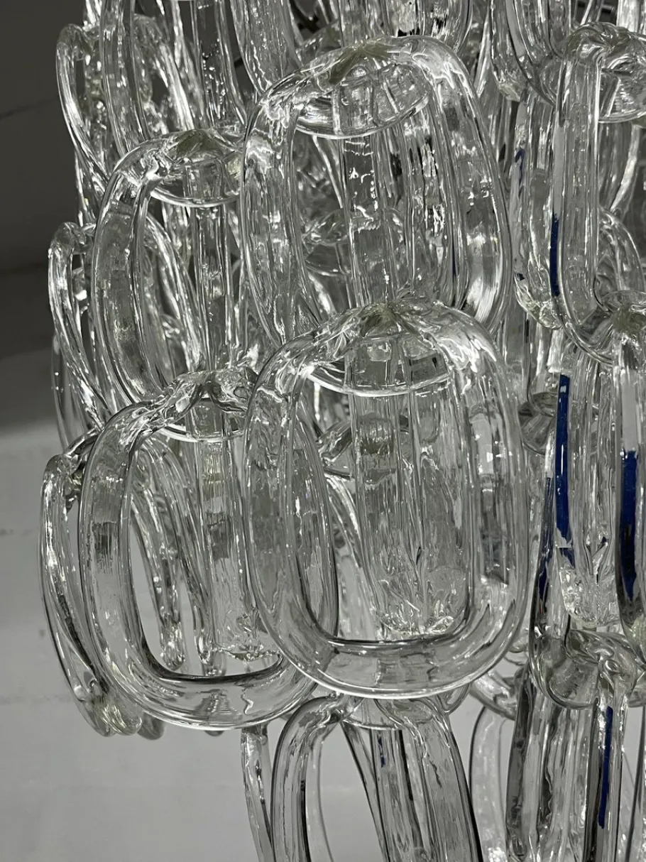 Hot Pamono Mid-Century Murano Glass Chandelier attributed to Angelo Mangiarotti for Vistosi, 1960s