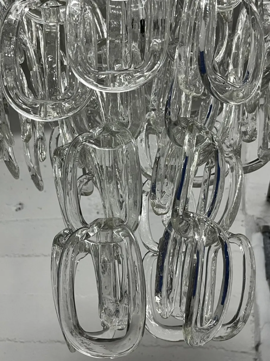Hot Pamono Mid-Century Murano Glass Chandelier attributed to Angelo Mangiarotti for Vistosi, 1960s