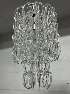 Hot Pamono Mid-Century Murano Glass Chandelier attributed to Angelo Mangiarotti for Vistosi, 1960s