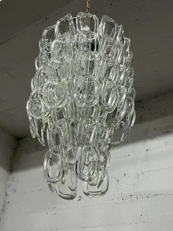 Hot Pamono Mid-Century Murano Glass Chandelier attributed to Angelo Mangiarotti for Vistosi, 1960s