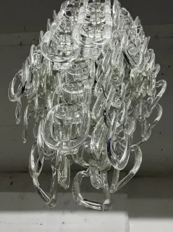 Hot Pamono Mid-Century Murano Glass Chandelier attributed to Angelo Mangiarotti for Vistosi, 1960s