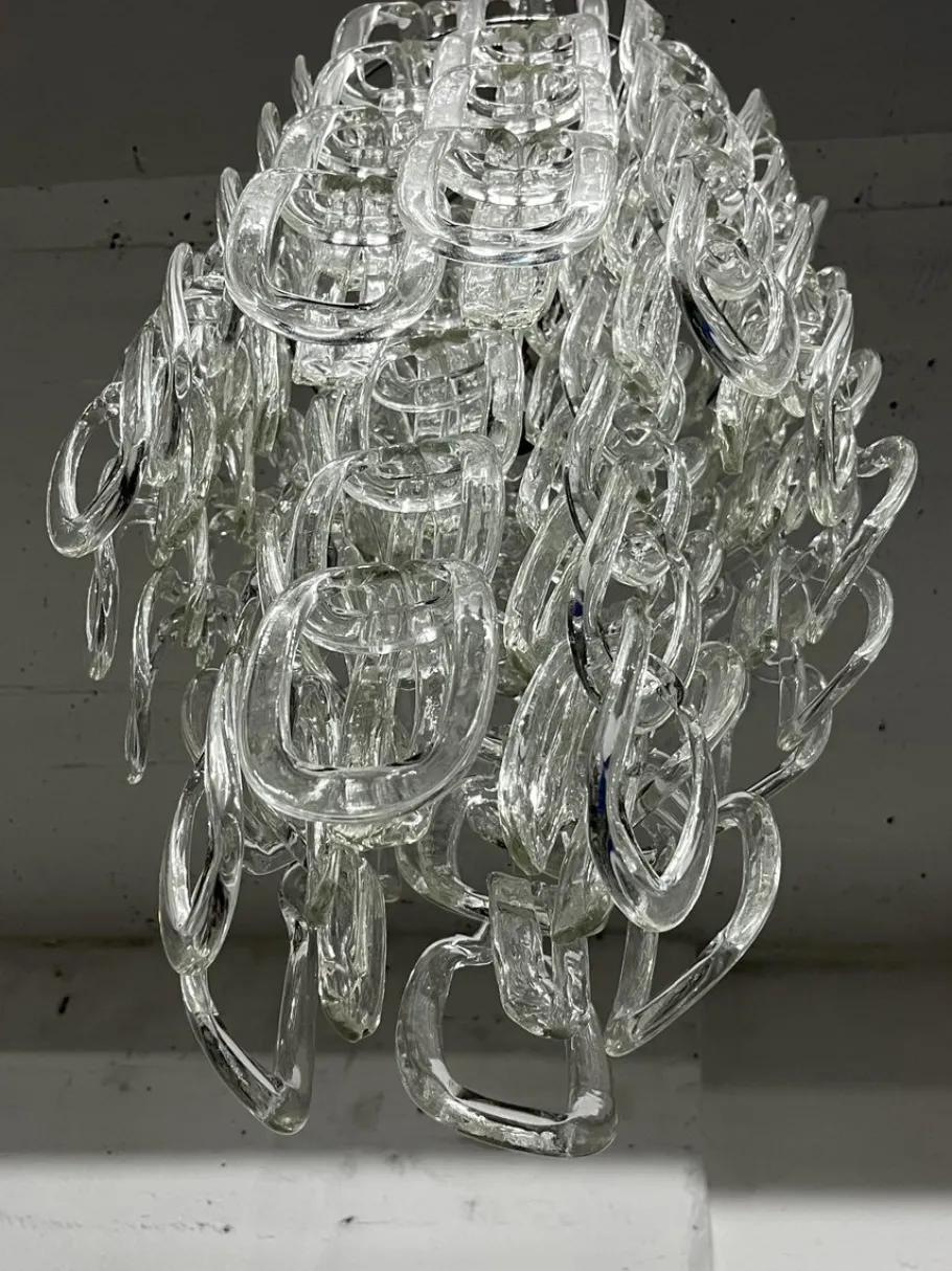 Hot Pamono Mid-Century Murano Glass Chandelier attributed to Angelo Mangiarotti for Vistosi, 1960s