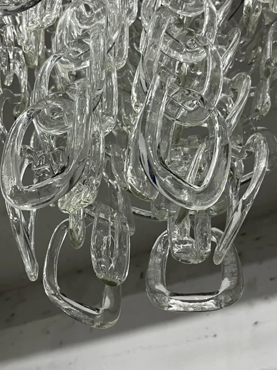 Hot Pamono Mid-Century Murano Glass Chandelier attributed to Angelo Mangiarotti for Vistosi, 1960s