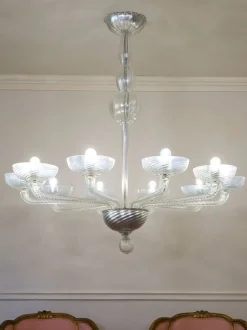Clearance Pamono Mid-Century Murano Glass 10-Light Chandelier, 1950s