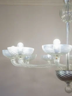 Clearance Pamono Mid-Century Murano Glass 10-Light Chandelier, 1950s