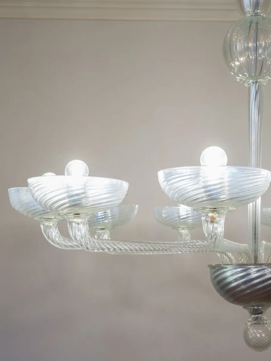 Clearance Pamono Mid-Century Murano Glass 10-Light Chandelier, 1950s