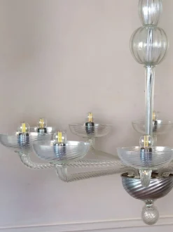 Clearance Pamono Mid-Century Murano Glass 10-Light Chandelier, 1950s