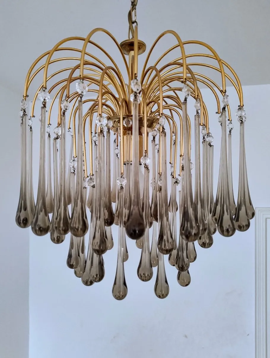 Best Pamono Mid-Century Murano Glass Teardrop Chandelier, 1970s