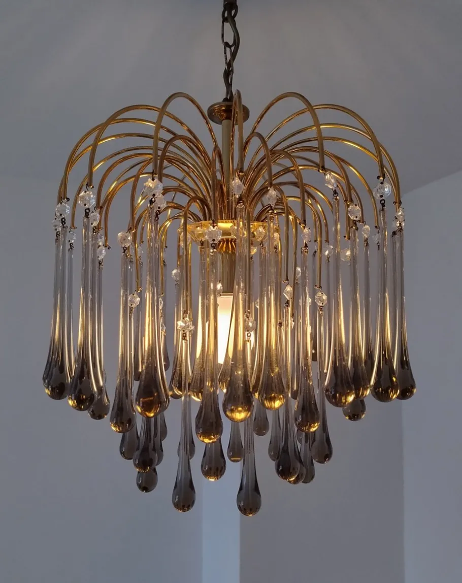 Best Pamono Mid-Century Murano Glass Teardrop Chandelier, 1970s