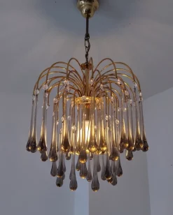 Best Pamono Mid-Century Murano Glass Teardrop Chandelier, 1970s