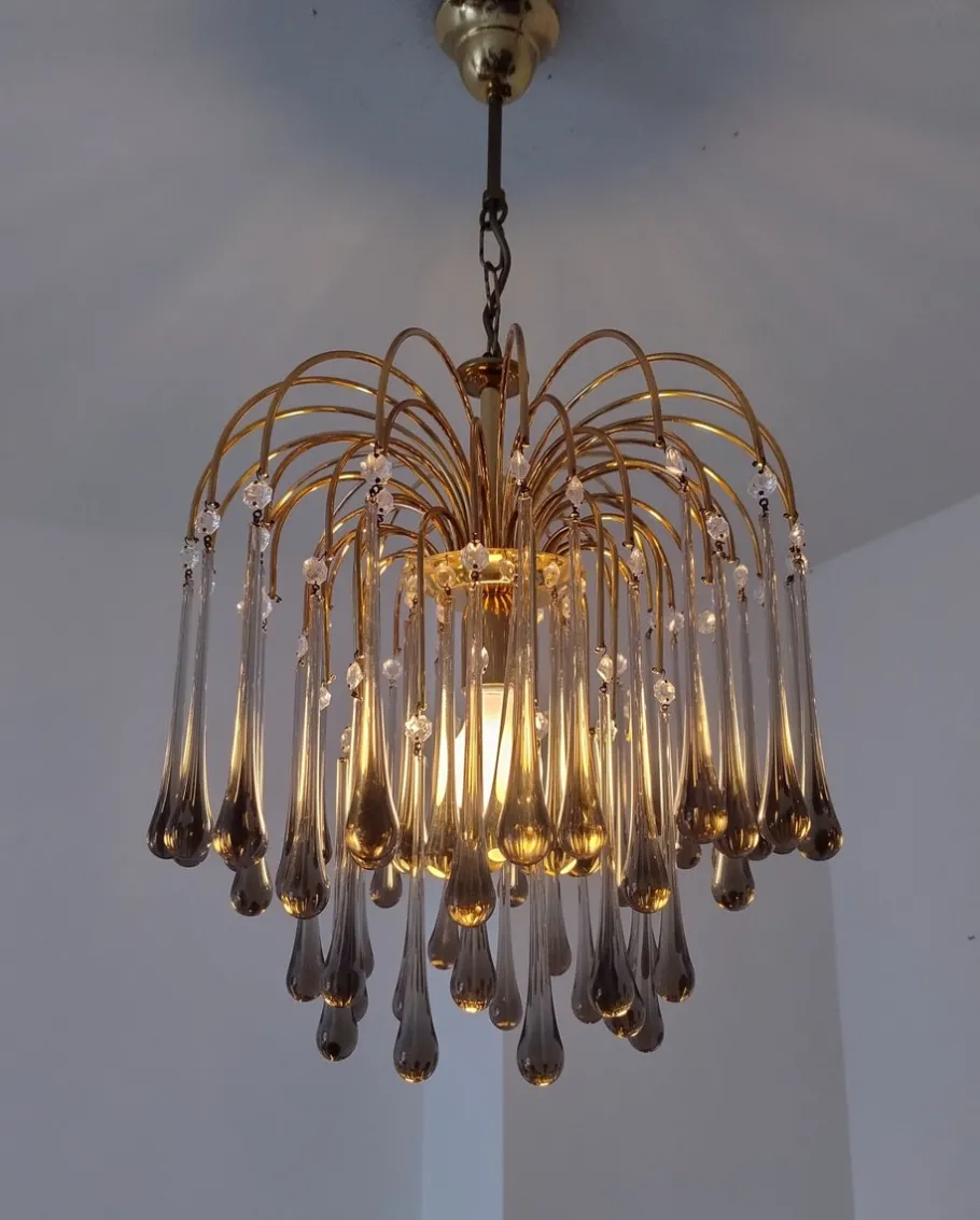 Best Pamono Mid-Century Murano Glass Teardrop Chandelier, 1970s