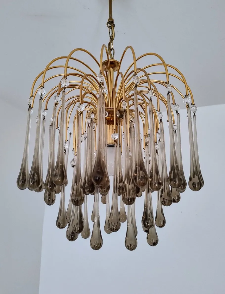 Best Pamono Mid-Century Murano Glass Teardrop Chandelier, 1970s