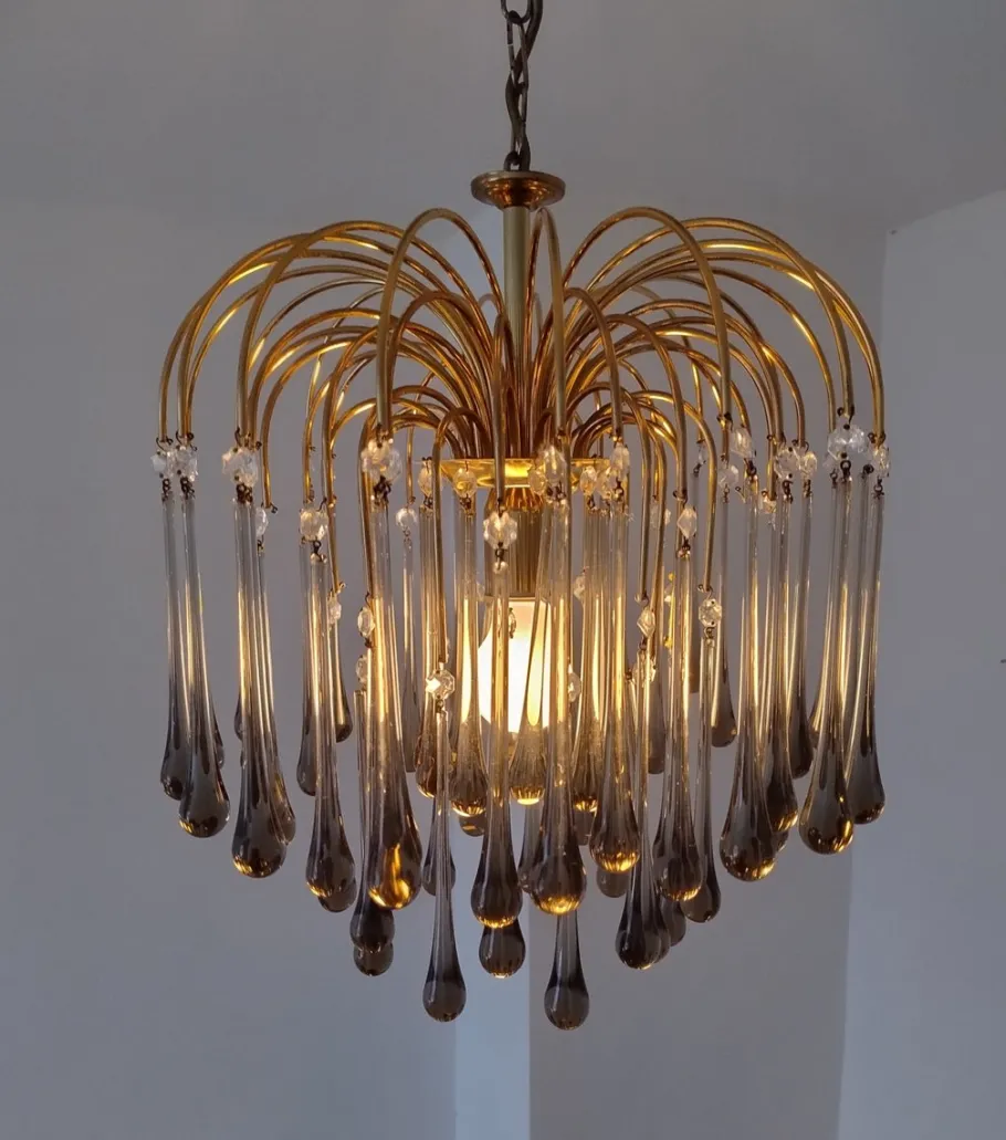 Best Pamono Mid-Century Murano Glass Teardrop Chandelier, 1970s